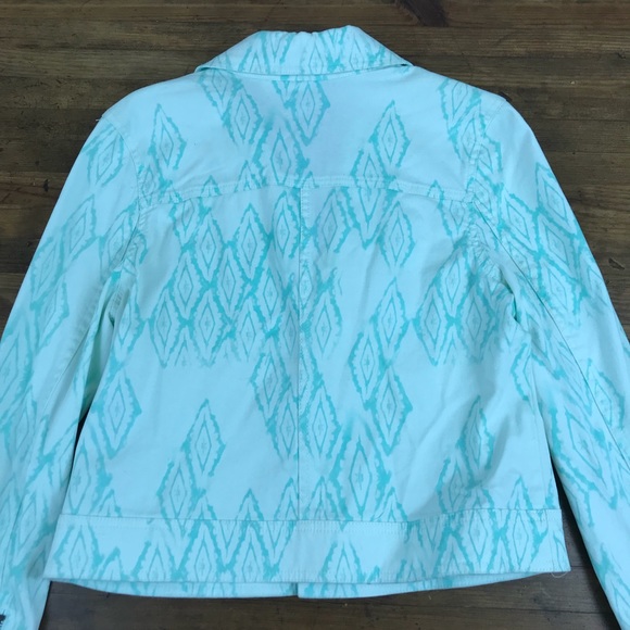 Mudd Boho Print Moto Jacket Teal White Zip Y - Picture 8 of 8